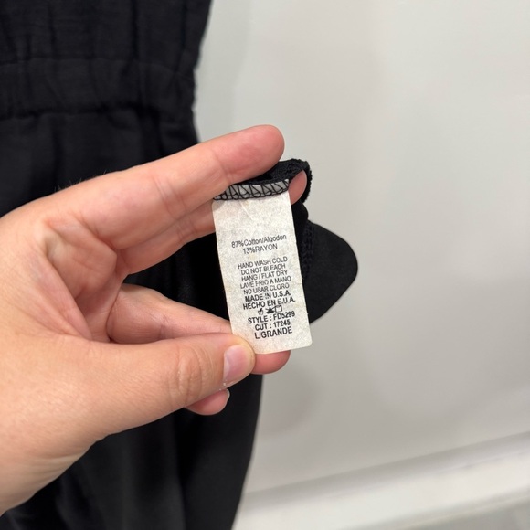 Roolee Asymmetric Hem Midi Dress Black Gauze Cotton Large Flowy Casual - Picture 5 of 6